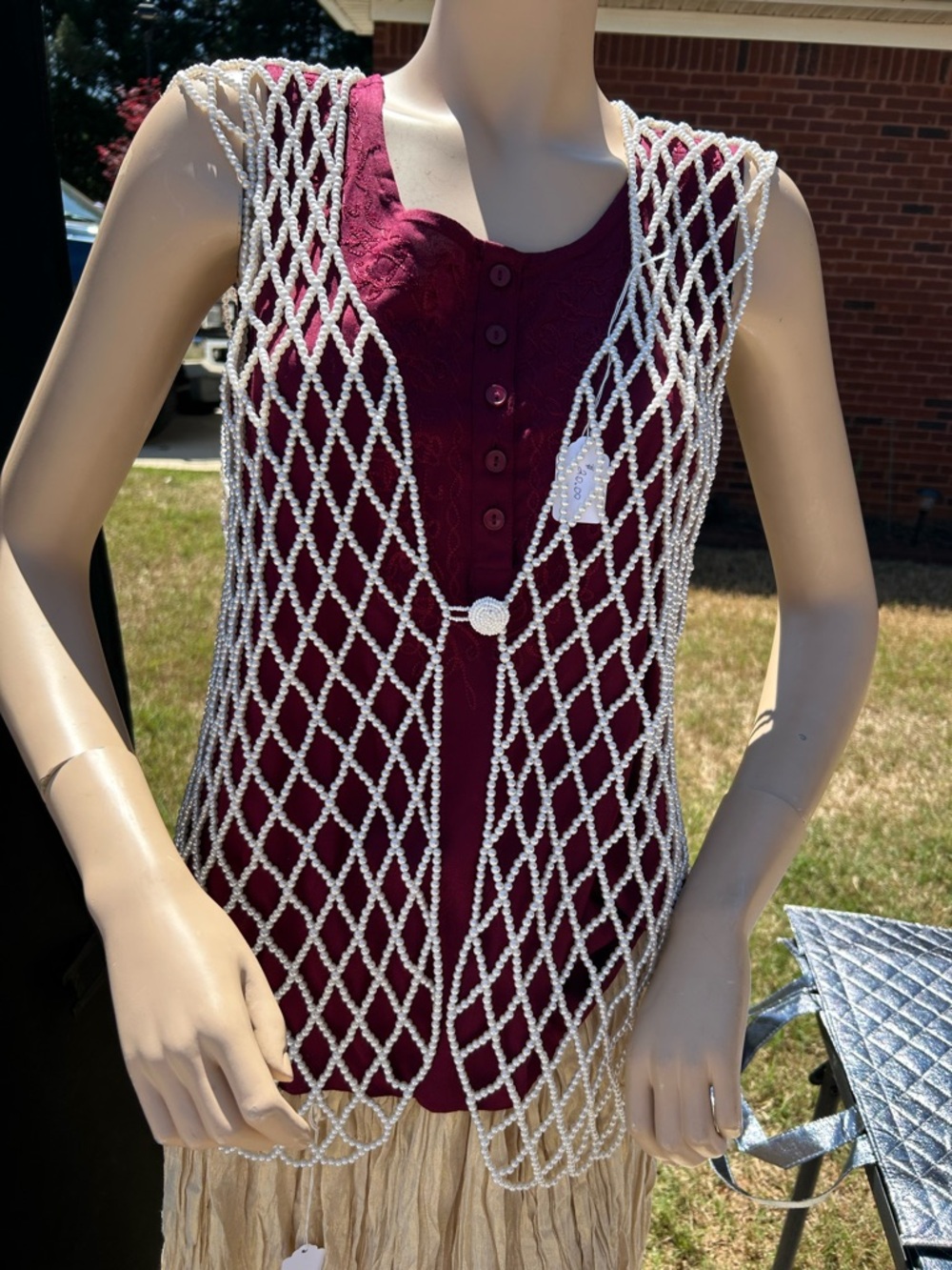Vintage faux pearl vest